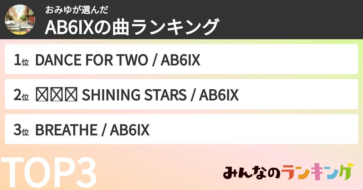 おみゆさんの「AB6IXの曲ランキング」