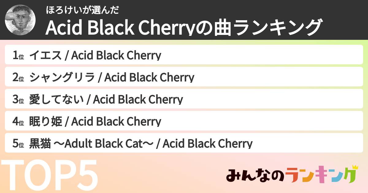 ほろけいさんの「Acid Black Cherryの曲ランキング」