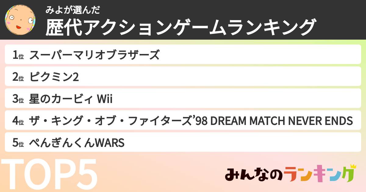 みよさんの「歴代アクションゲームランキング」