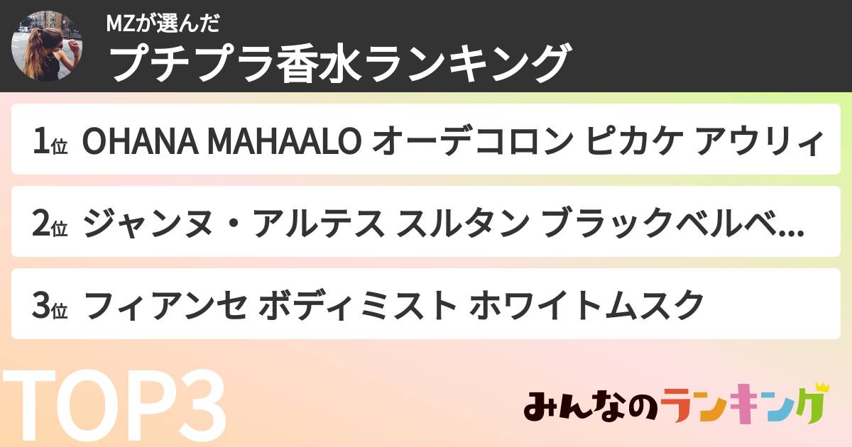 MZさんの「プチプラ香水ランキング」