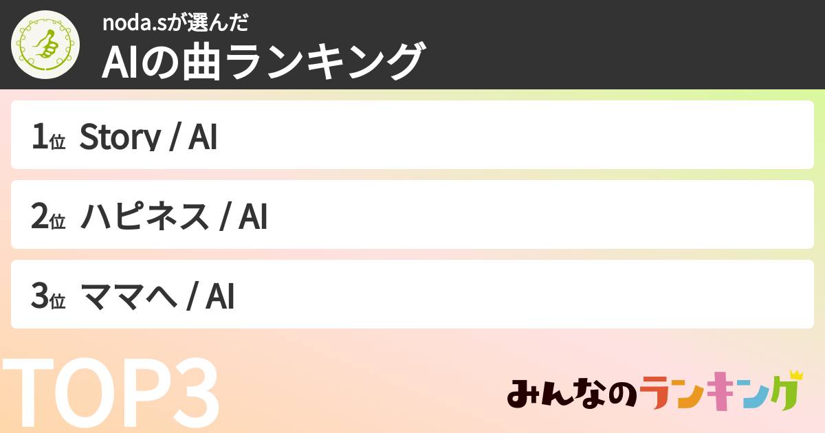 noda.sさんの「AIの曲ランキング」
