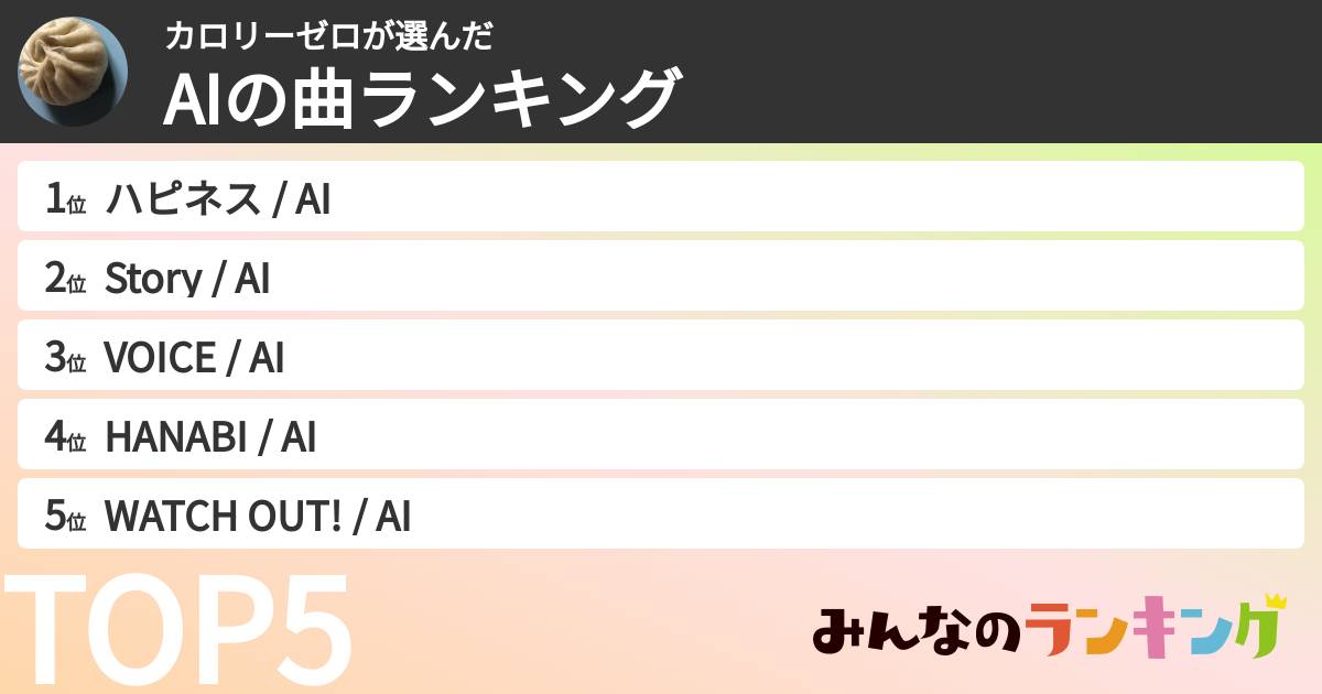 カロリーゼロさんの「AIの曲ランキング」