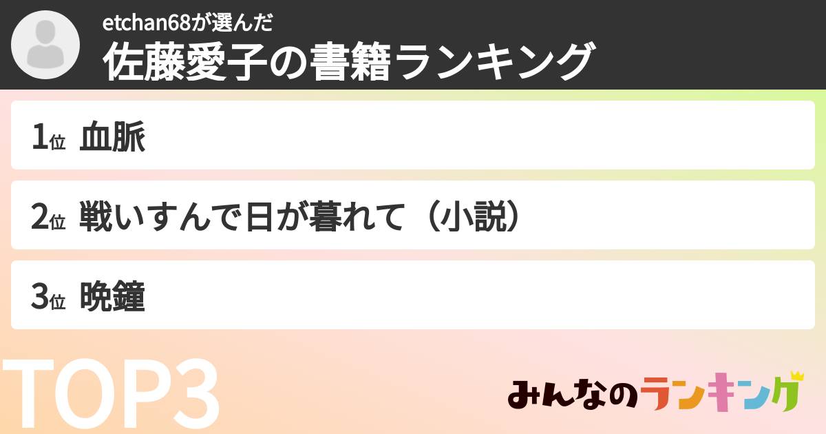 etchan68さんの「佐藤愛子の書籍ランキング」