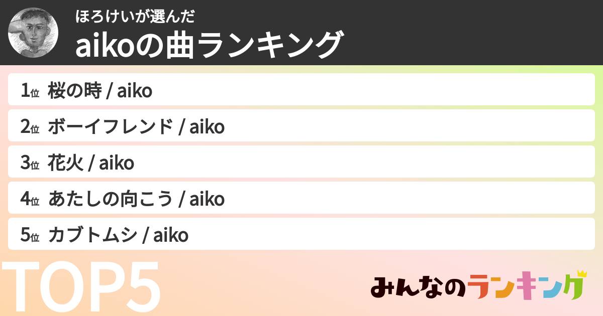 ほろけいさんの「aikoの曲ランキング」