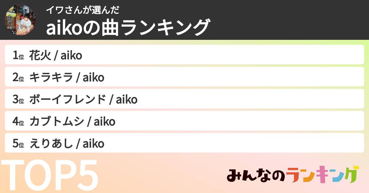 イワさんさんの「aikoの曲ランキング」