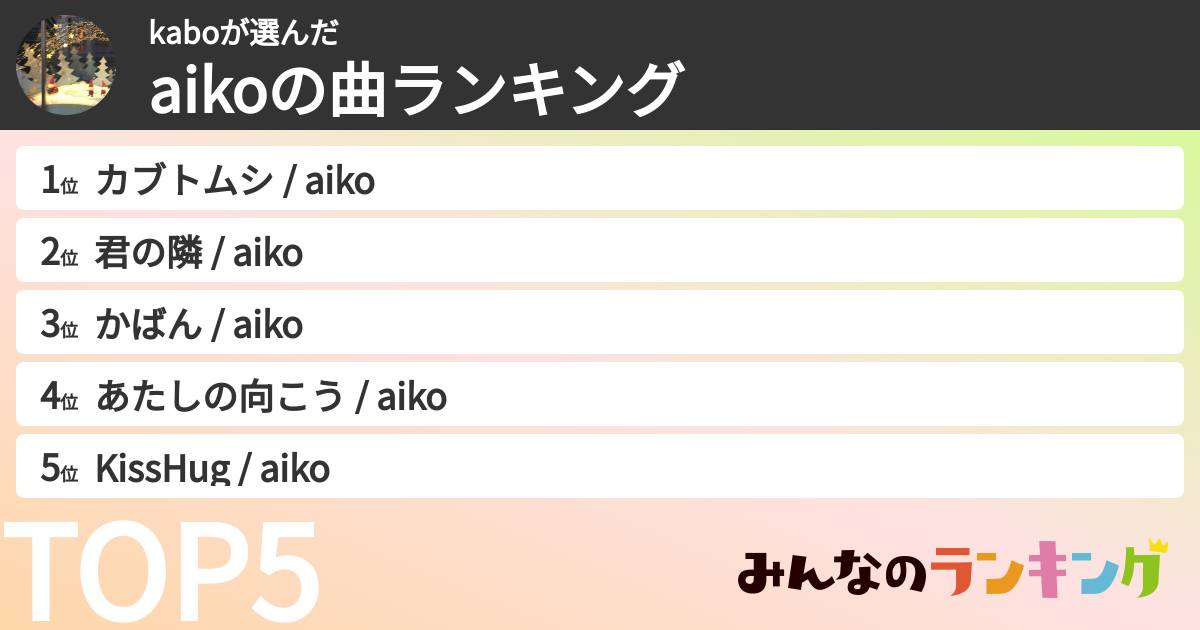 kaboさんの「aikoの曲ランキング」
