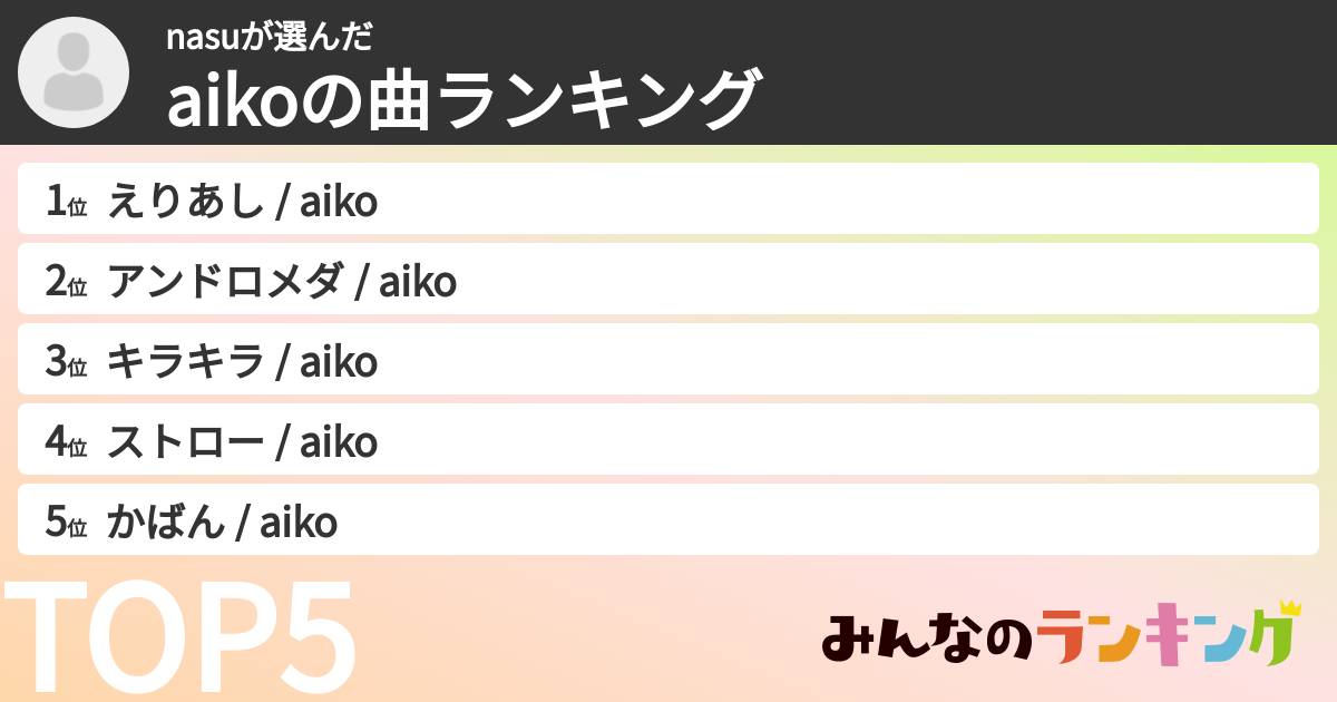 nasuさんの「aikoの曲ランキング」