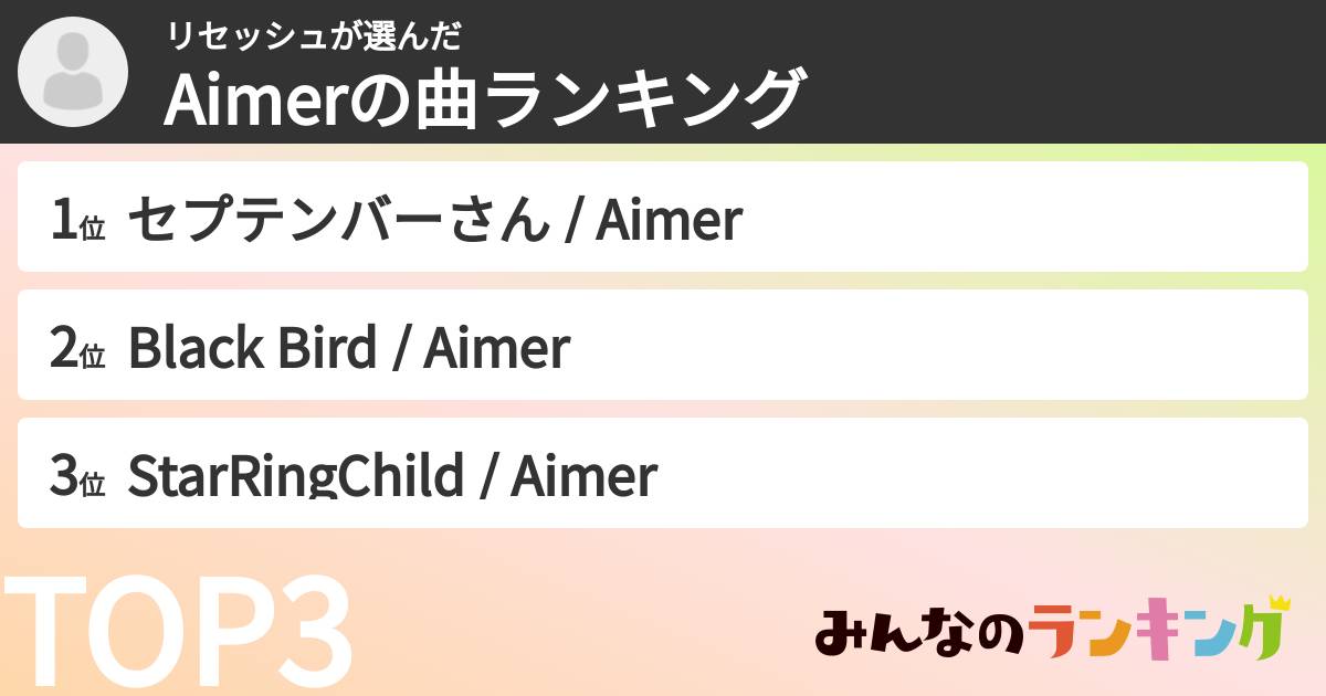 リセッシュさんの「Aimerの曲ランキング」