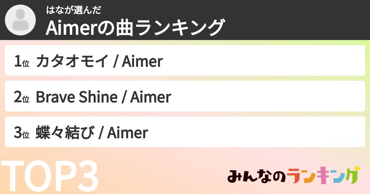 はなさんの「Aimerの曲ランキング」
