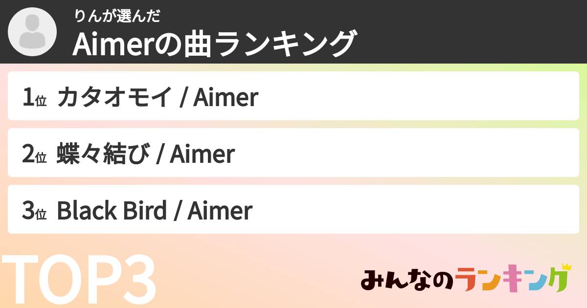 りんさんの「Aimerの曲ランキング」