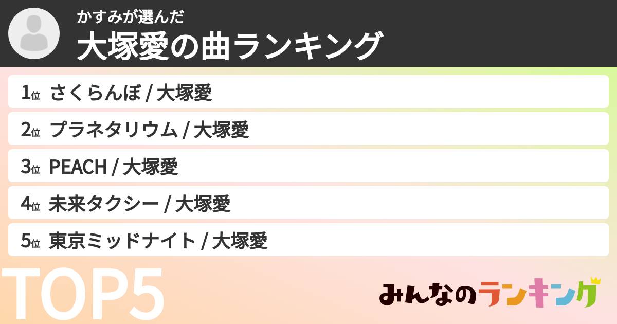 かすみさんの「大塚愛の曲ランキング」