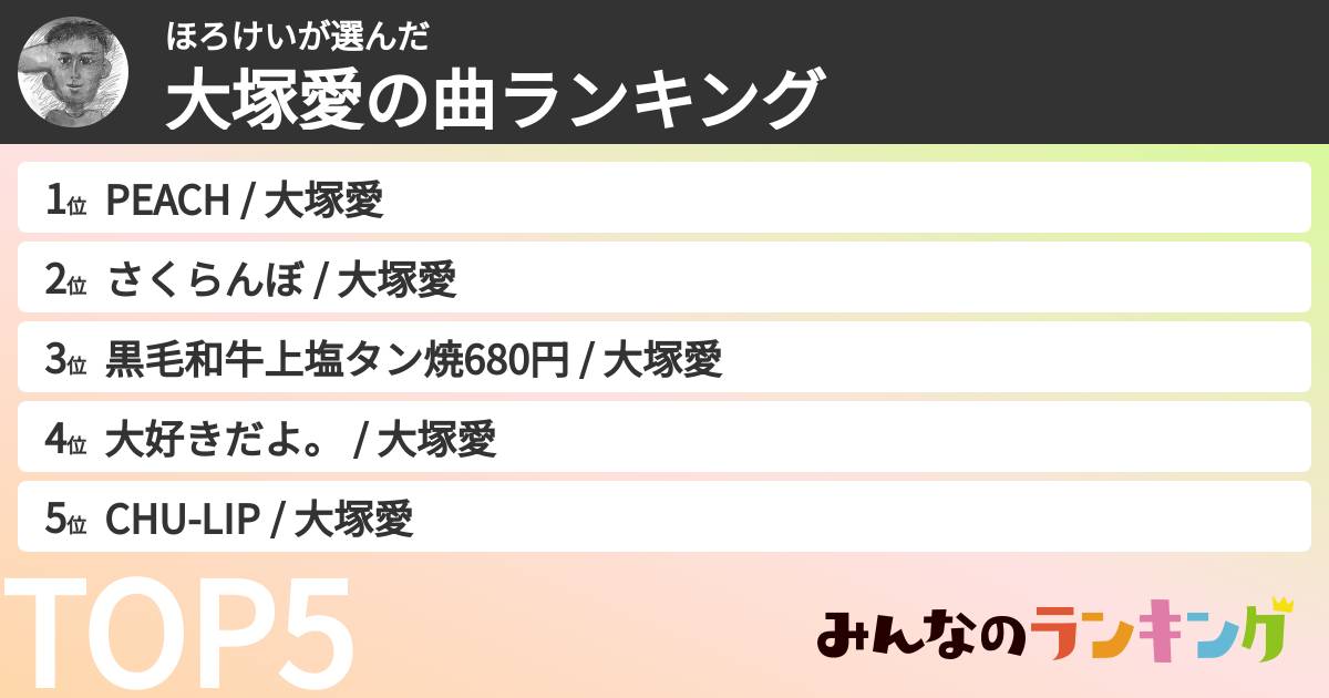 ほろけいさんの「大塚愛の曲ランキング」