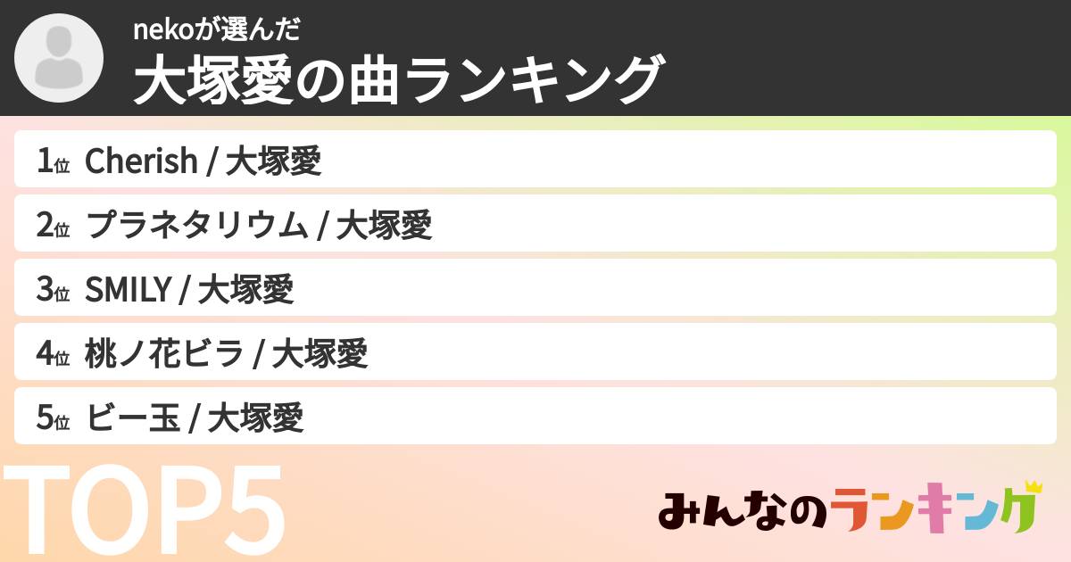 nekoさんの「大塚愛の曲ランキング」