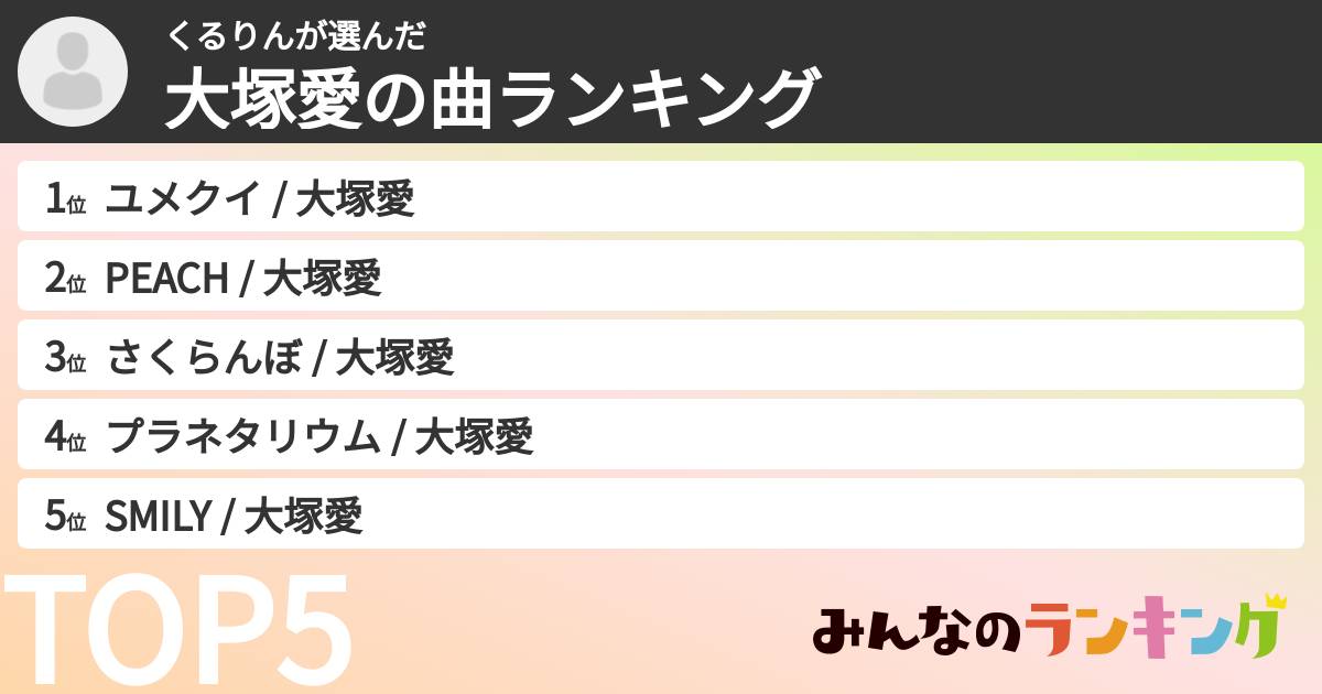 くるりんさんの「大塚愛の曲ランキング」