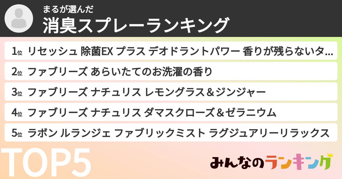 まるさんの「消臭スプレーランキング」