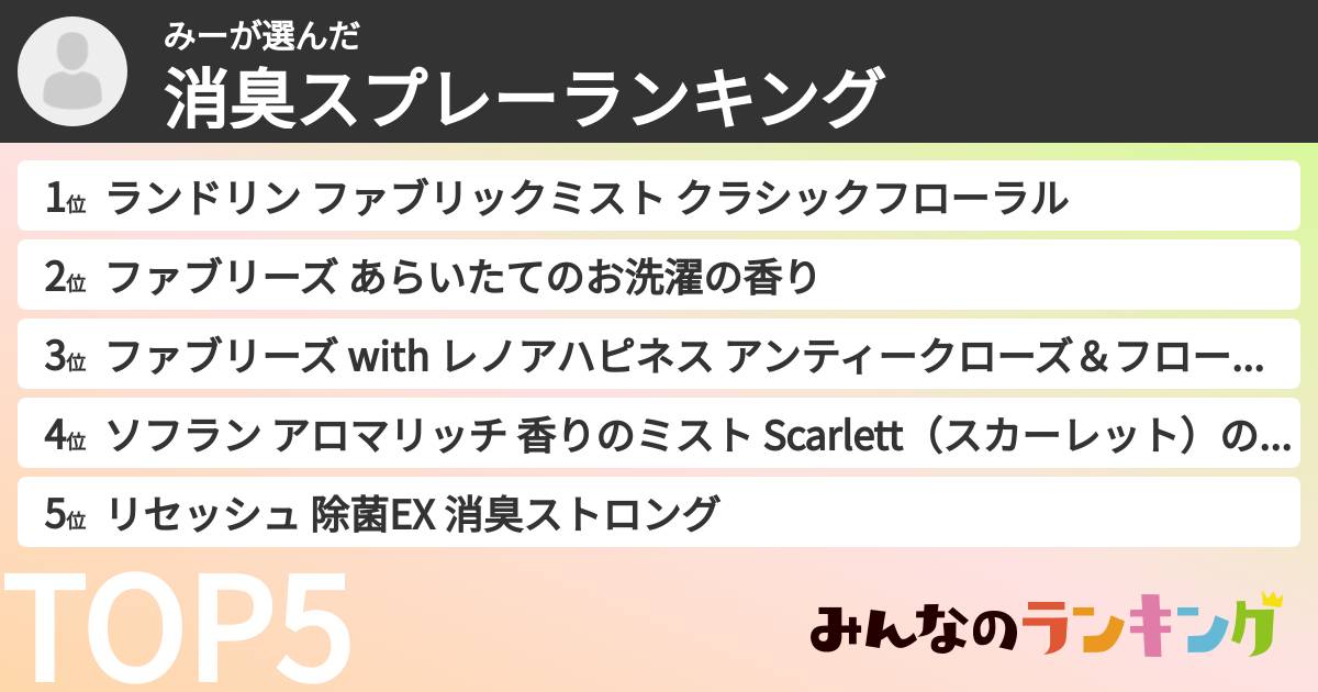 みーさんの「消臭スプレーランキング」