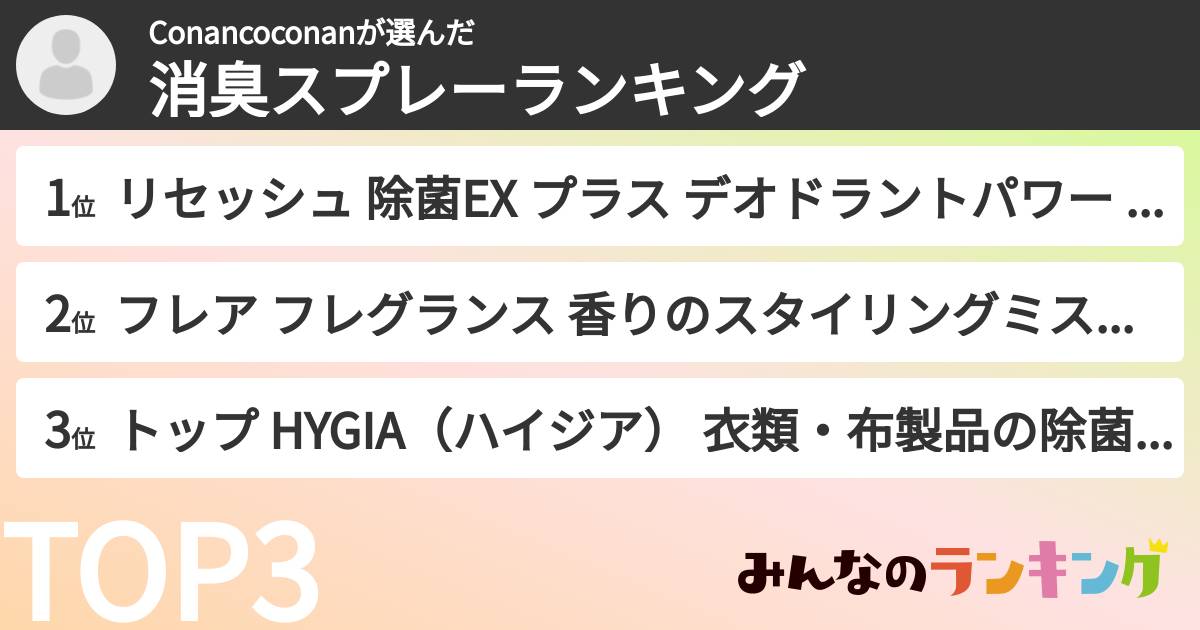 Conancoconanさんの「消臭スプレーランキング」