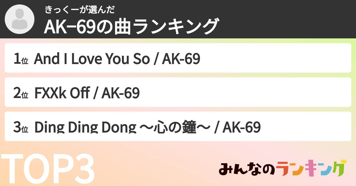 きっくーさんの「AK−69の曲ランキング」