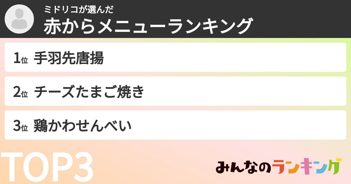 ミドリコさんの「赤からメニューランキング」