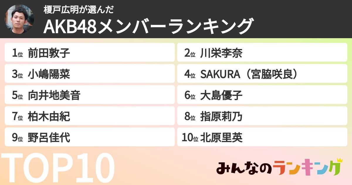 榎戸広明さんの「AKB48メンバーランキング」