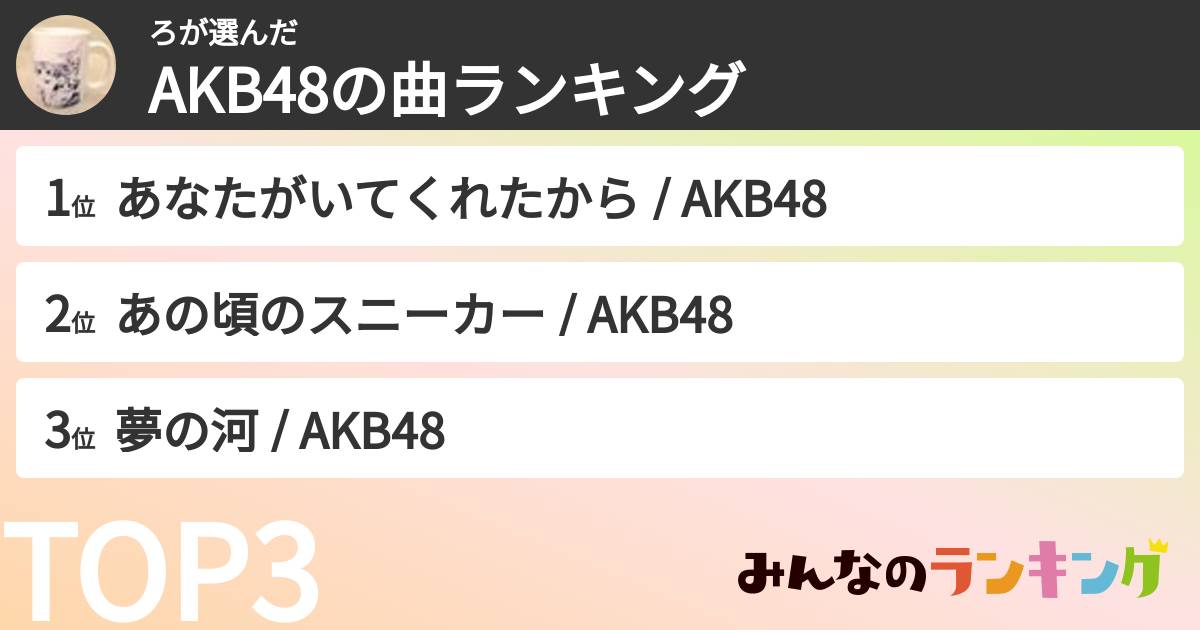 ろさんの「AKB48の曲ランキング」