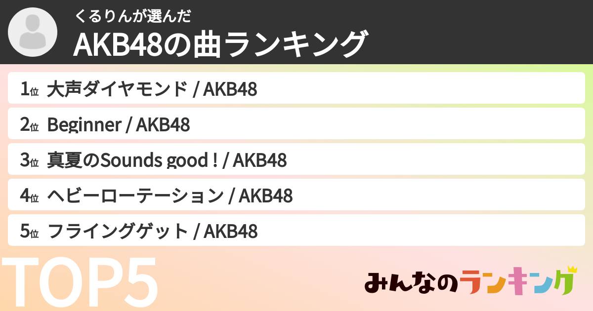 くるりんさんの「AKB48の曲ランキング」