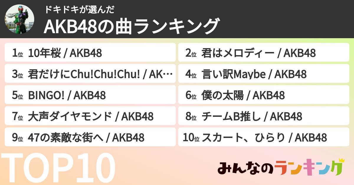 ドキドキさんの「AKB48の曲ランキング」