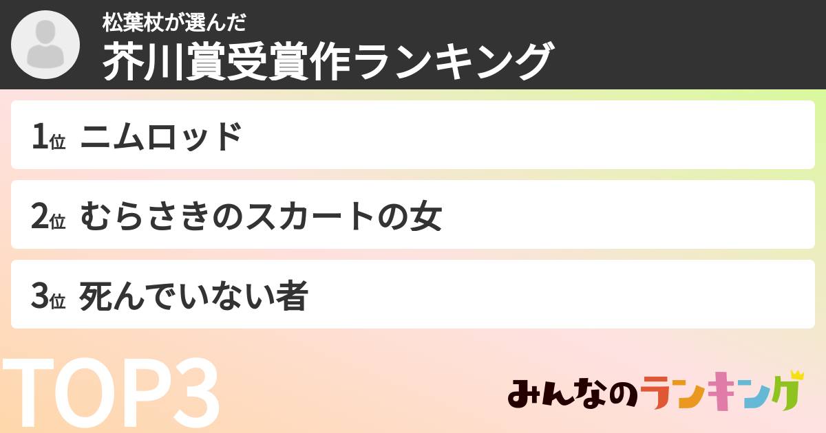 松葉杖さんの「芥川賞受賞作ランキング」