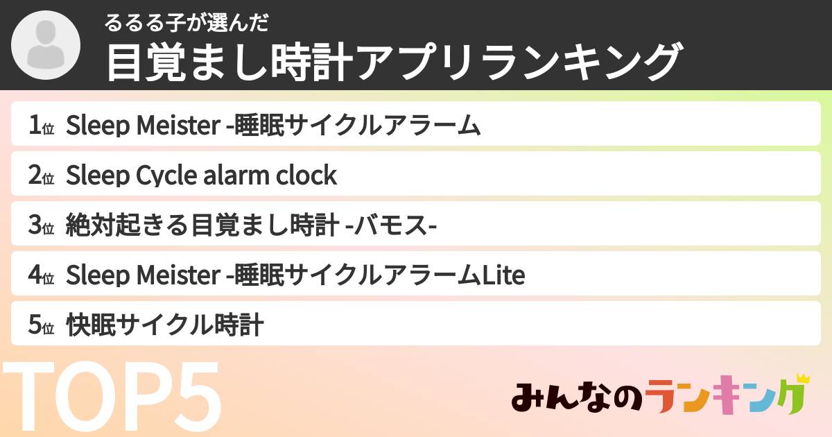 るるる子さんの「目覚まし時計アプリランキング」