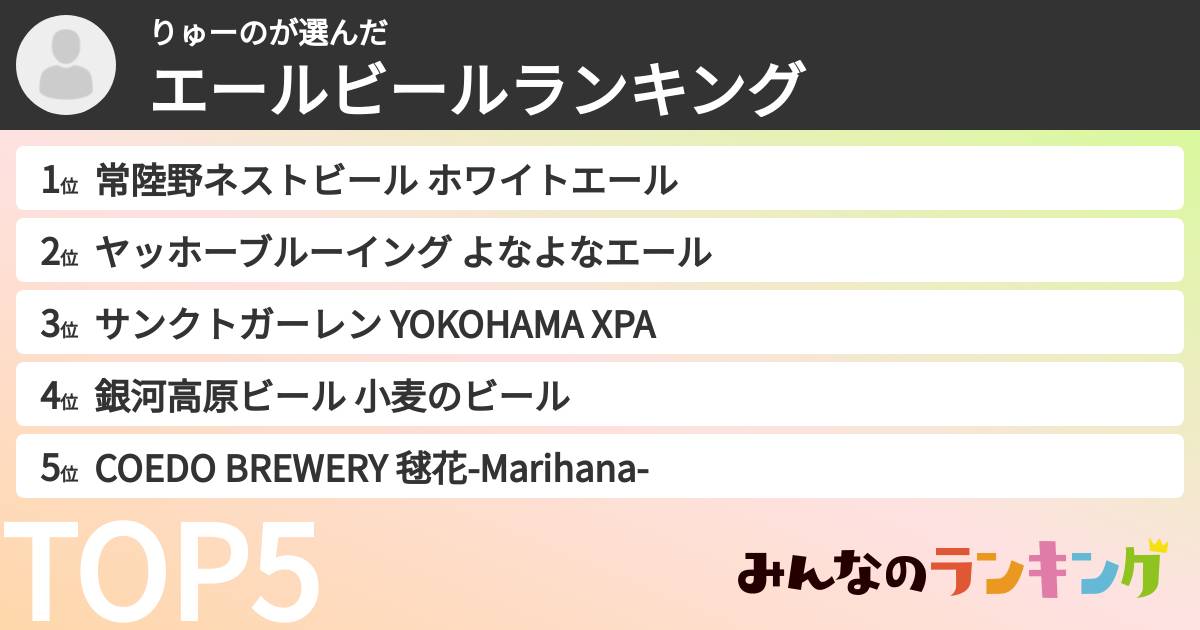 りゅーのさんの「エールビールランキング」