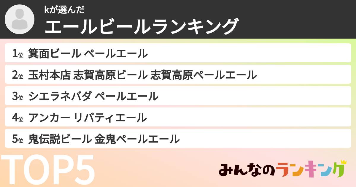 kさんの「エールビールランキング」