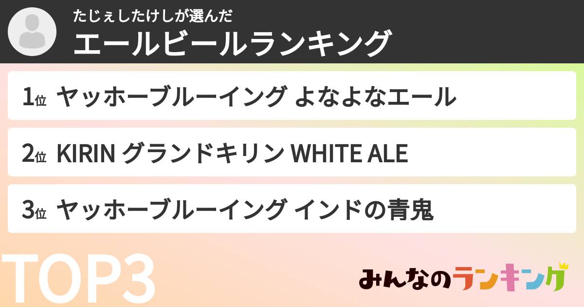 たじぇしたけしさんの「エールビールランキング」