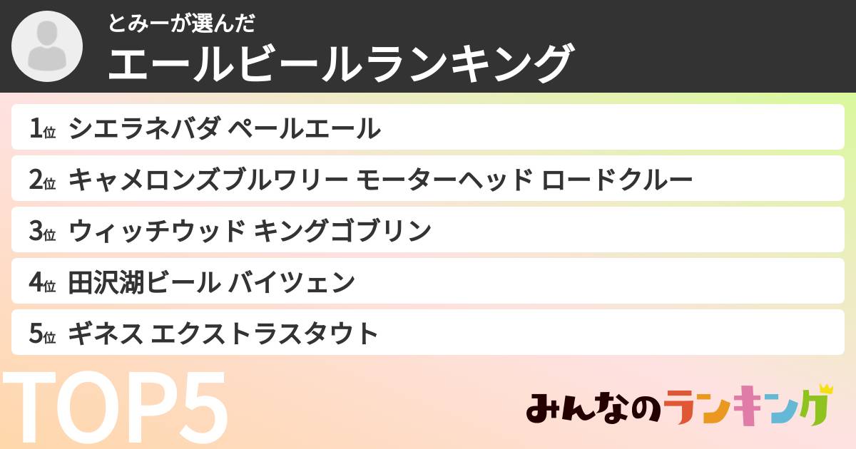とみーさんの「エールビールランキング」