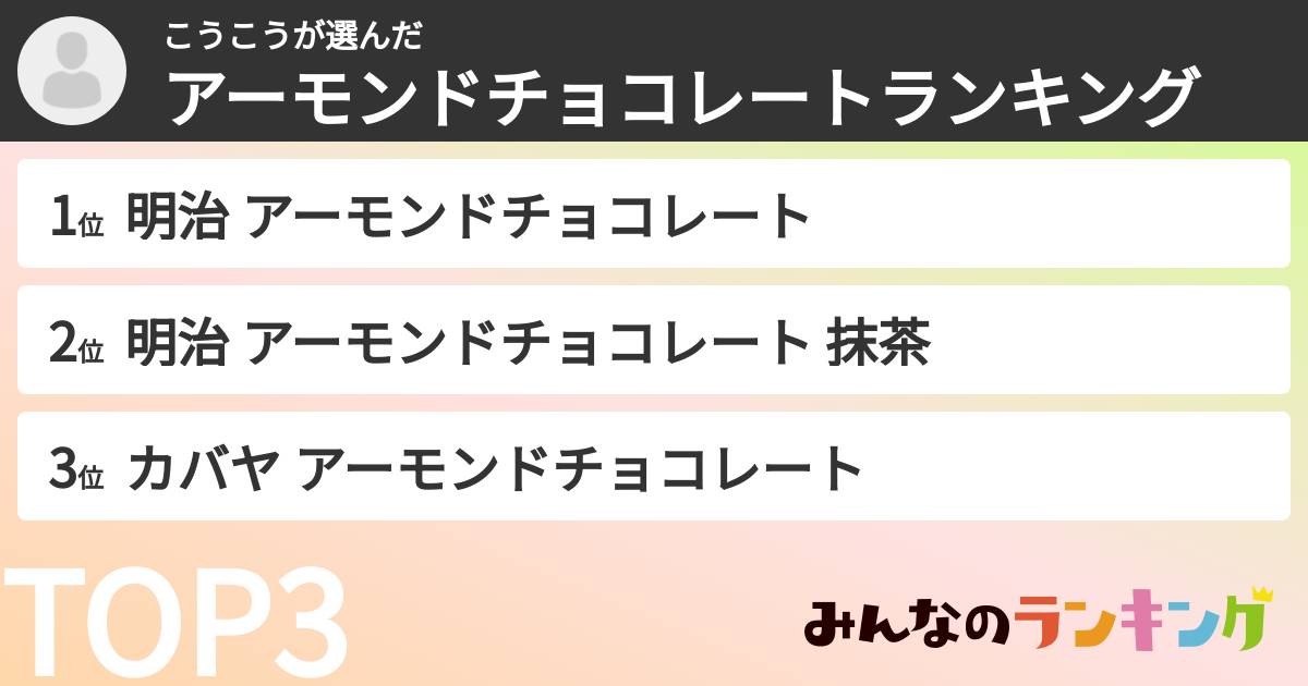 こうこうさんの「アーモンドチョコレートランキング」