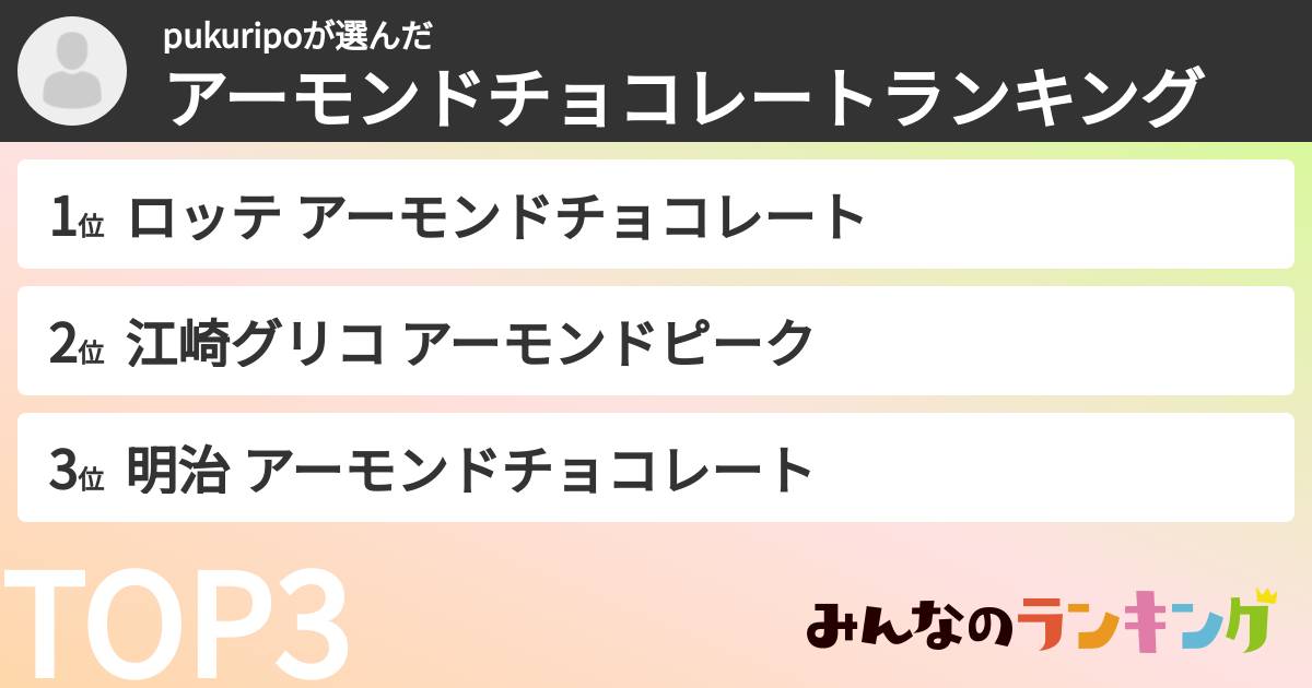 pukuripoさんの「アーモンドチョコレートランキング」