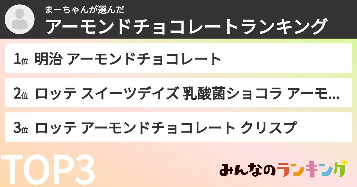まーちゃんさんの「アーモンドチョコレートランキング」