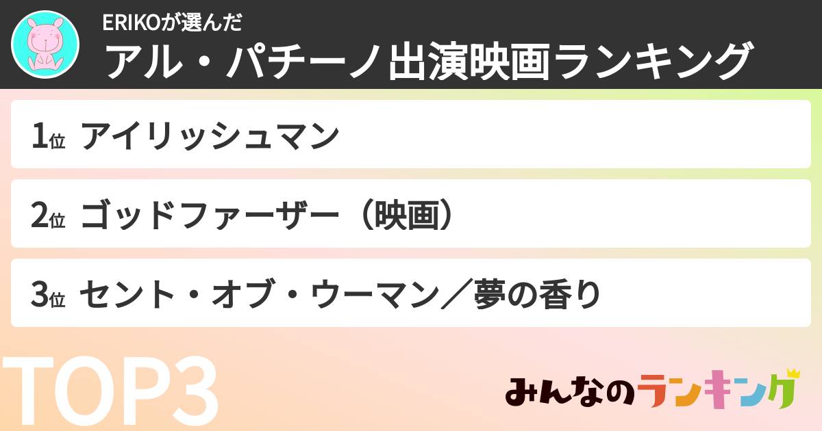 ERIKOさんの「アル・パチーノ出演映画ランキング」