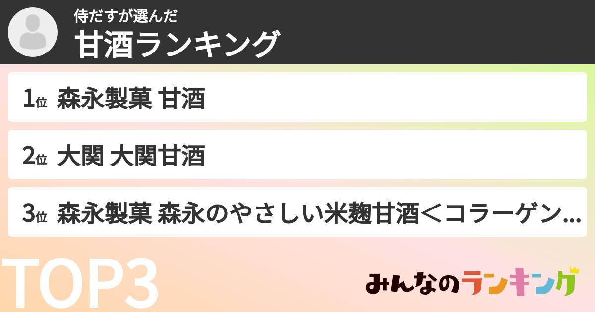 侍だすさんの「甘酒ランキング」