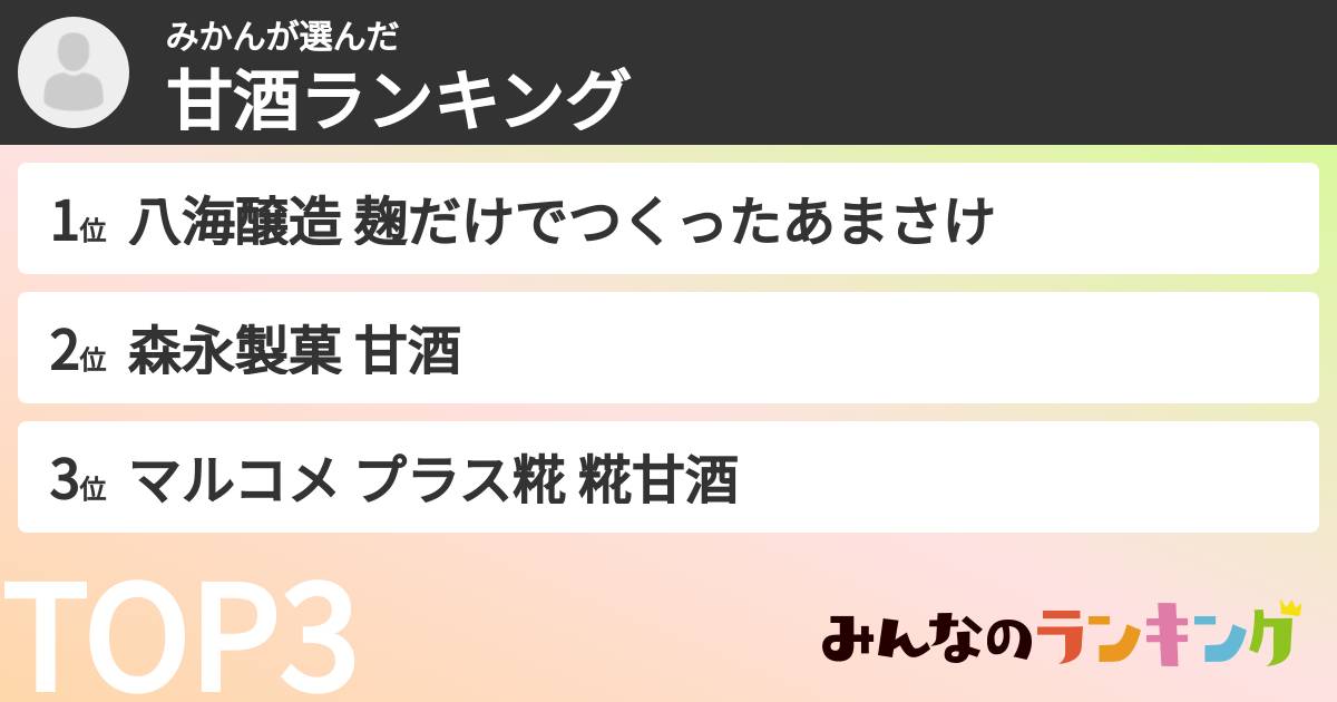 みかんさんの「甘酒ランキング」