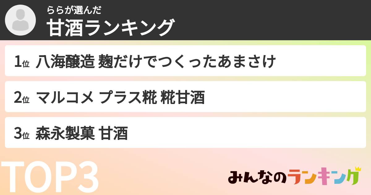 ららさんの「甘酒ランキング」