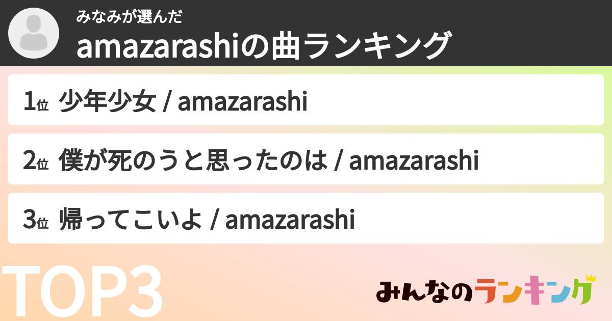 みなみさんの「amazarashiの曲ランキング」