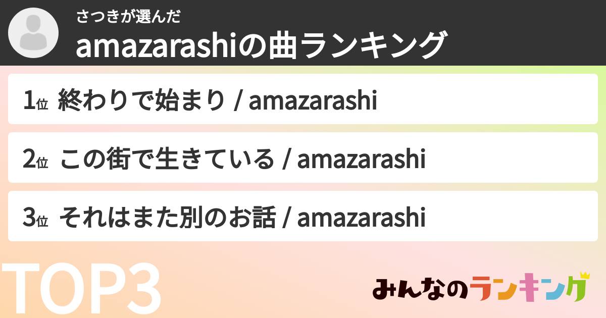 さつきさんの「amazarashiの曲ランキング」