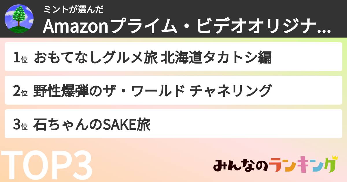 ミントさんの「Amazonプライム・ビデオオリジナル作品ランキング」