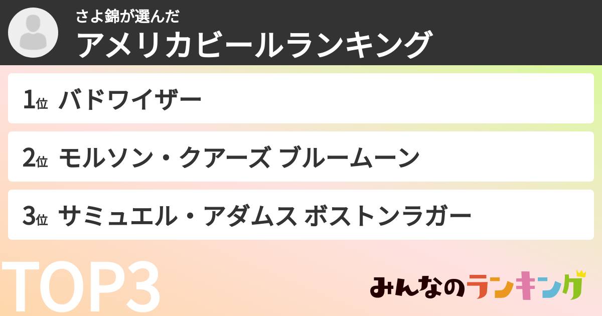 さよ錦さんの「アメリカビールランキング」