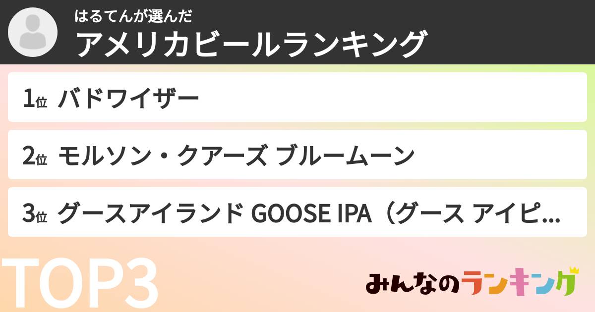 はるてんさんの「アメリカビールランキング」