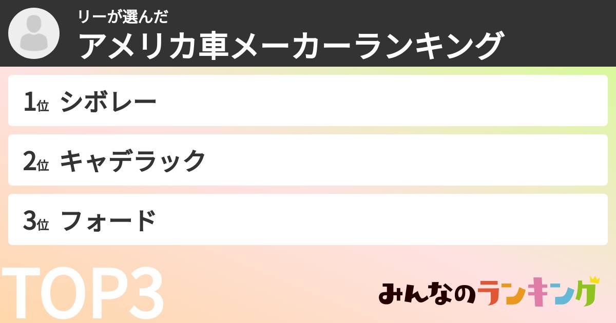 リーさんの「アメリカ車メーカーランキング」