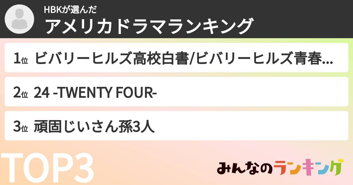HBKさんの「アメリカドラマランキング」