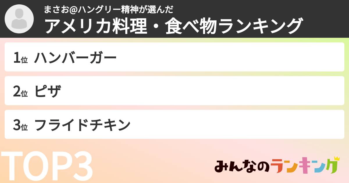 まさお@ハングリー精神さんの「アメリカ料理・食べ物ランキング」