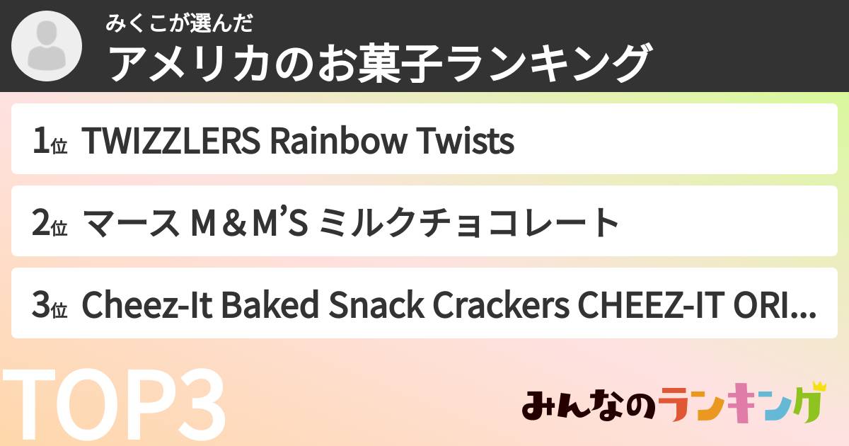 みくこさんの「アメリカのお菓子ランキング」