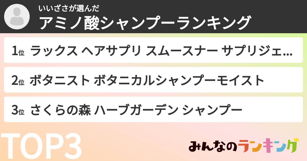 いいざささんの「アミノ酸シャンプーランキング」
